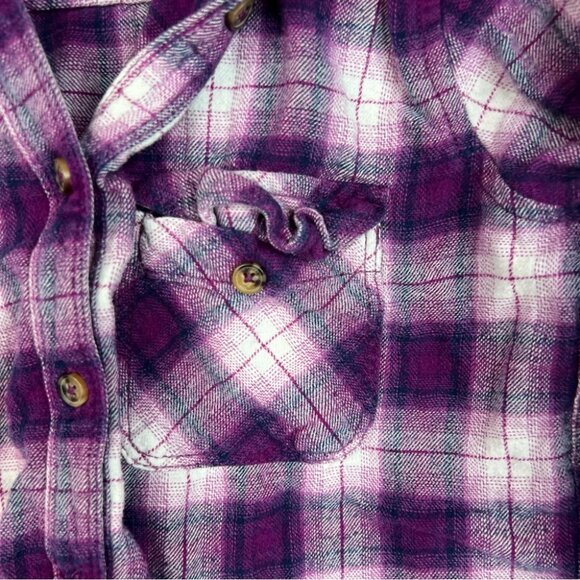 Blue crush hoodie style shirt stripes pink white Purple Plaid Button-Up Shirt - Picture 6 of 10
